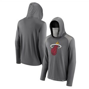 Men’s Miami Heat Gray Rally On Pullover Hoodie with Face Covering