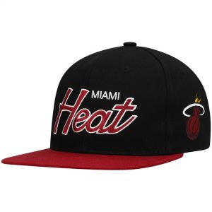 Miami Heat Mitchell & Ness Flat Script Snapback Hat