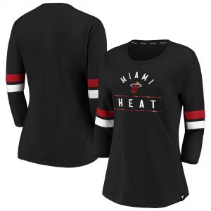 Women’s Miami Heat Black Iconic Prolific Modern 3/4-Sleeve T-Shirt